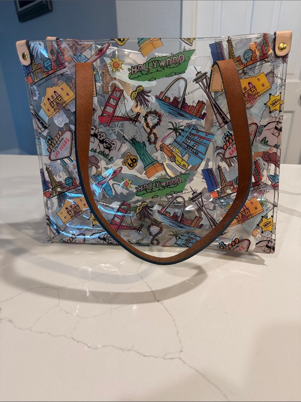 Dooney & Bourke Landmark Tote Multicolorwith Brown Handles
